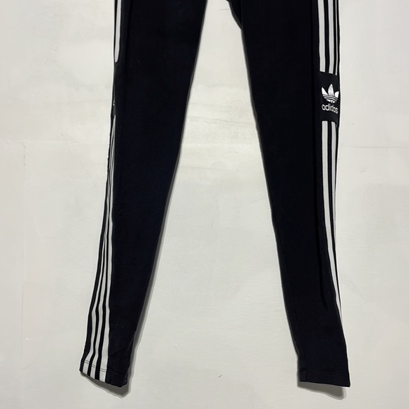 Adidas Black White Three Stripe Trefoil Tights Size Medium - Picture 3 of 9
